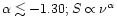 $\alpha \lesssim -1.30; S \propto \nu^{\alpha}$