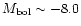 $M_{\rm bol}
\sim -8.0$