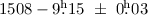 $1508 -9\hbox{$.\!\!^{\rm h}$}15~\pm~0\hbox{$.\!\!^{\rm h}$}03$