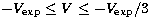 $-V_{\rm exp} \le V \le -V_{\rm
exp}/3$