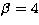$\beta=4$