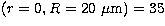 $(r=0,R=20~\mu{\rm m})=35$