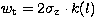 $w_{\rm t} = 2\sigma_{\rm z}\cdot k(l)$