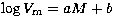 $\log V_{\rm m} = aM+b$