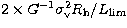 $2 \times G^{-1} \sigma_{\rm v}^2 R_{\rm h} /L_{\rm lim}$
