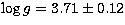 $\log g = 3.71\pm 0.12$