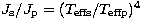$J_{\rm s}/J_{\rm p} = (T_{\rm eff s}/T_{\rm eff p})^4$