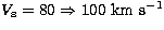 $V\rm _s = 80\Rightarrow
100~km~s^{-1}$