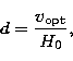 \begin{displaymath}
d=\frac{v_{\rm opt}}{H_{0}},\end{displaymath}