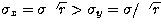 $\sigma_x=\sigma \sqrt{r} \gt \sigma_y=\sigma / \sqrt{r}$