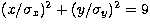 $(x/\sigma_x)^2+(y/\sigma_y)^2 = 9$