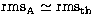 ${\rm rms_A} \simeq {\rm rms_{th}}$