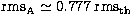 ${\rm rms_A} \simeq 0.777\; {\rm rms_{th}}$
