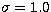 $\sigma = 1.0$