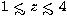 $1 \mathrel{<\kern-1.0em\lower0.9ex\hbox{$\sim$}}z \mathrel{<\kern-1.0em\lower0.9ex\hbox{$\sim$}}4$
