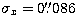 $\sigma_x= 0{\hbox{$.\!\!^{\prime\prime}$}}086$