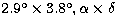 $2.9^{\circ}\times 3.8^{\circ}, \alpha \times \delta$