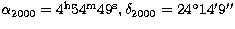 $\alpha_{2000}= 4^{\rm h}
54^{\rm m}49^{\rm s}, \delta_{2000}= 24^{\circ}14'9''$