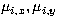 $\mu_{i,x},\mu_{i,y}$