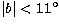 $\vert b\vert<11\mbox{$^{\circ}$}$