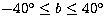 $-40^\circ \le b \le 40^\circ$