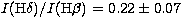 $I({\rm H}\delta)/I({\rm H}\beta)=0.22\pm0.07$