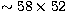 $\sim
58\times52$