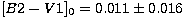 $[B2-V1]_0 = 0.011 \pm 0.016$