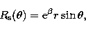 \begin{displaymath}
R_{\rm s}(\theta) = {\rm e}^{\beta} r \sin \theta,\end{displaymath}