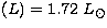 $(L) = 1.72~L_\odot$