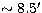 $\sim8.5^\prime$