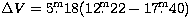 $\Delta V = 5\hbox{$.\!\!^{\rm m}$}18 (12\hbox{$.\!\!^{\rm m}$}22 - 17\hbox{$.\!\!^{\rm m}$}40)$