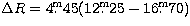 $\Delta R = 4\hbox{$.\!\!^{\rm m}$}45 (12\hbox{$.\!\!^{\rm m}$}25 - 16\hbox{$.\!\!^{\rm m}$}70)$