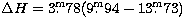 $\Delta H = 3\hbox{$.\!\!^{\rm m}$}78 (9\hbox{$.\!\!^{\rm m}$}94 - 13\hbox{$.\!\!^{\rm m}$}73)$
