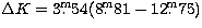 $\Delta K = 3\hbox{$.\!\!^{\rm m}$}54 (8\hbox{$.\!\!^{\rm m}$}81 - 12\hbox{$.\!\!^{\rm m}$}75)$