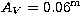 $A_V =\rm 0.06^m$