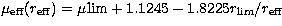 $\mu_{\rm eff}(r_{\rm eff}) = \mu{\rm lim}
+ 1.1245 - 1.8225 r_{\rm lim}/r_{\rm eff}$