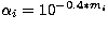 $\alpha_i = 10^{-0.4*m_i}$