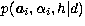 $p(\vec{ a}_i,\alpha_i,h\vert d)$