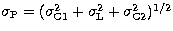 $\sigma_{\rm P} = (\sigma^2_{\rm C1} + \sigma^2_{\rm L} +
\sigma^2_{\rm C2})^{1/2}$