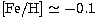 $[{\rm Fe/H}]
\simeq -0.1$