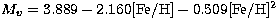 $M_{v}= 3.889 - 2.160[{\rm Fe/H}] - 0.509[{\rm Fe/H}]^2$