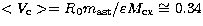 $<V_{\rm c}\gt = R_0m_{\rm ast}/\varepsilon M_{\rm cx} \cong\allowbreak 0.34$