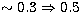$\sim 0.3\Rightarrow 0.5$