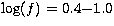 $\log(f) = 0.4{-}1.0$