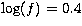 $\log(f) = 0.4$
