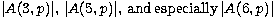 $\vert A(3,p)\vert,\,\vert A(5,p)\vert,\, {\rm and\, especially}
\,\vert A(6,p)\vert$