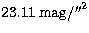 $23.11\, \rm mag/{\hbox{$^{\prime\prime}$}}^2$