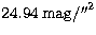 $24.94\, \rm mag/{\hbox{$^{\prime\prime}$}}^2$