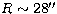 $R\sim 28\hbox{$^{\prime\prime}$}$